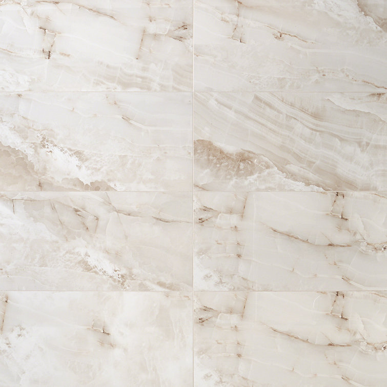 Essential 12" x 24" Polished Beige Porcelain Wall Tile