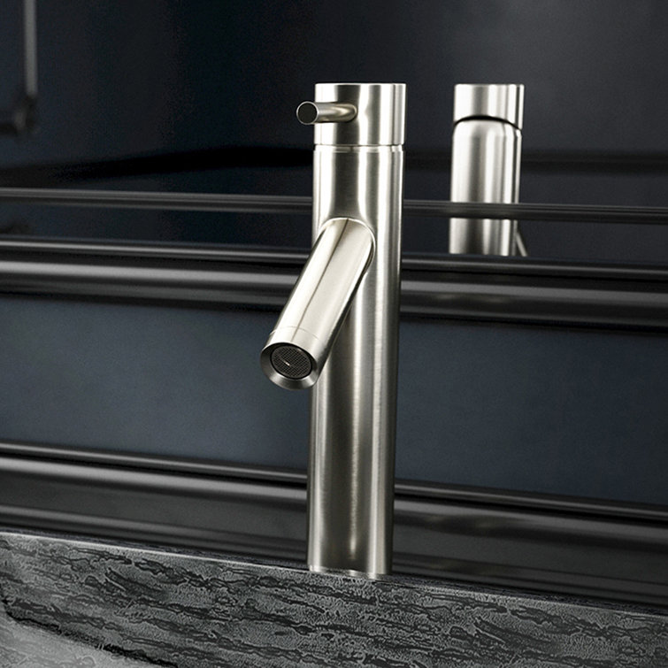 Brushed Nickel 12 3/4" Brass Single Hole Vessel Faucet