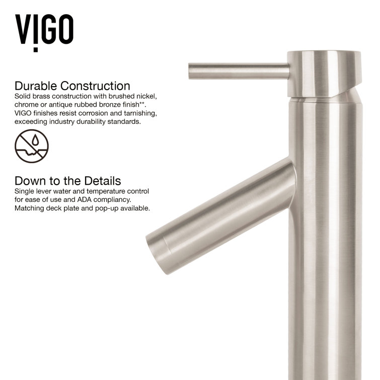 Brushed Nickel 12 3/4" Brass Single Hole Vessel Faucet