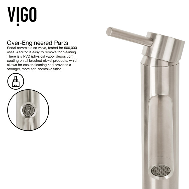 Brushed Nickel 12 3/4" Brass Single Hole Vessel Faucet