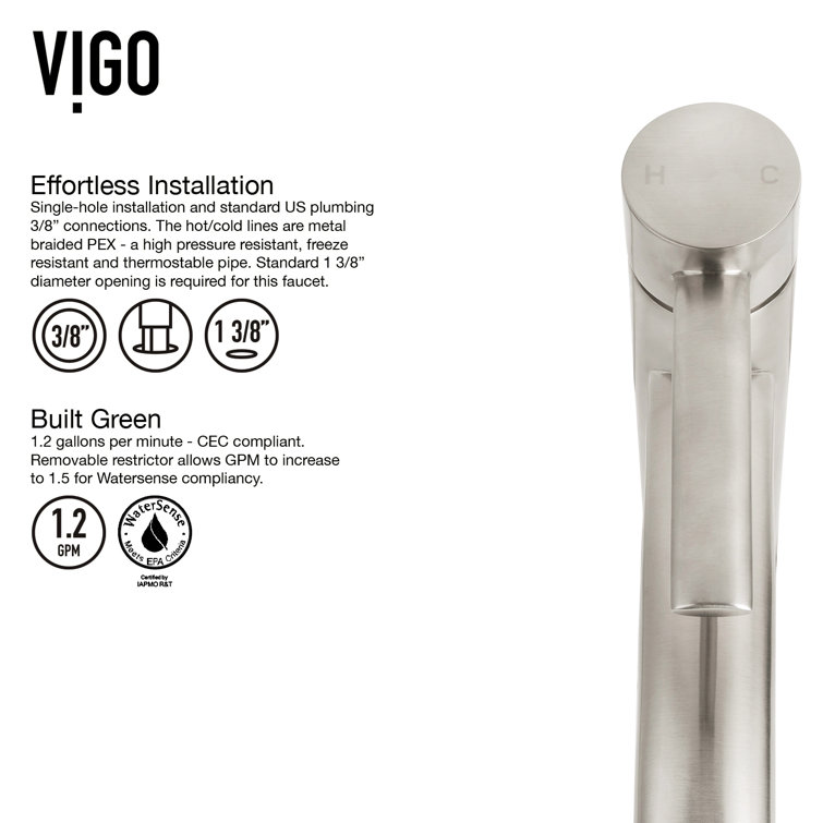 Elegant Brushed Nickel Single-Hole Vessel Bathroom Faucet