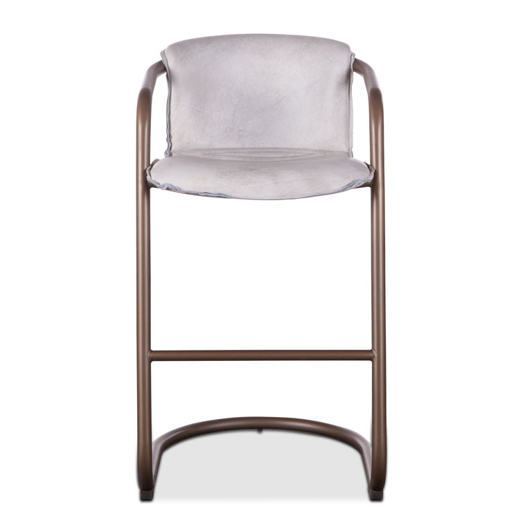Chiavari Antique Ebony Leather Bar Stool with Vintage Bronze Frame