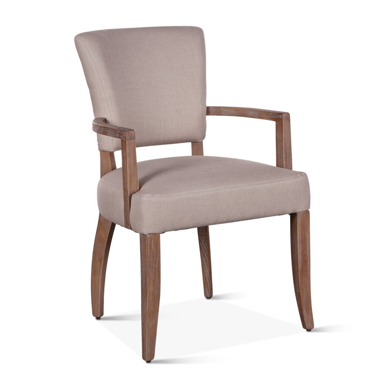 Asphalt Gray Velvet Upholstered Arm Chair with Oak Frame