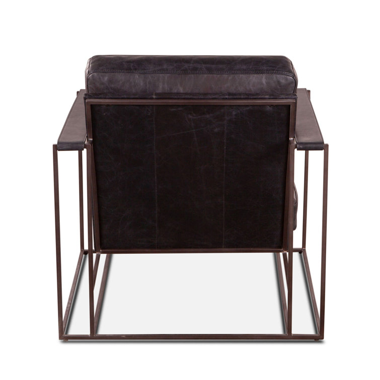 Portlando Black Leather and Metal Industrial Accent Chair