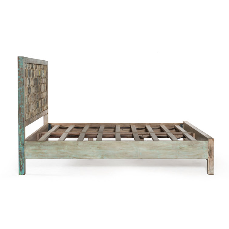Queen Vintage Teal Reclaimed Teak Wood Bed Frame