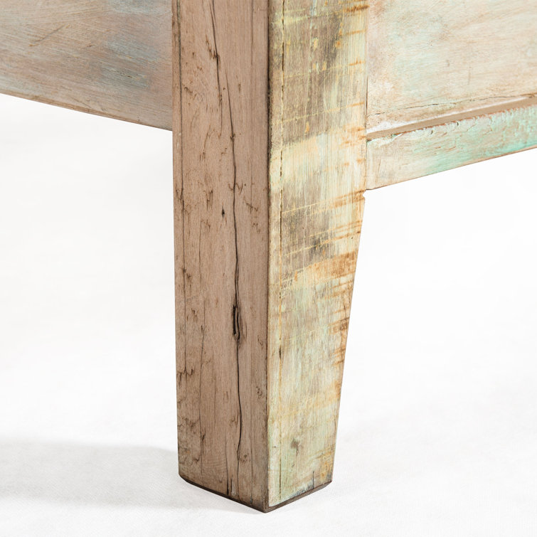 Queen Vintage Teal Reclaimed Teak Wood Bed Frame