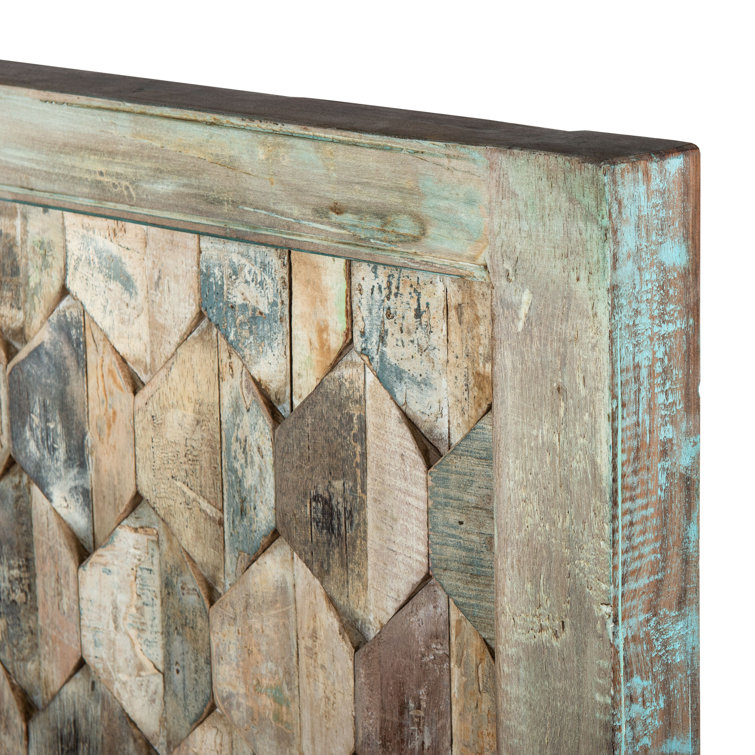 Queen Vintage Teal Reclaimed Teak Wood Bed Frame