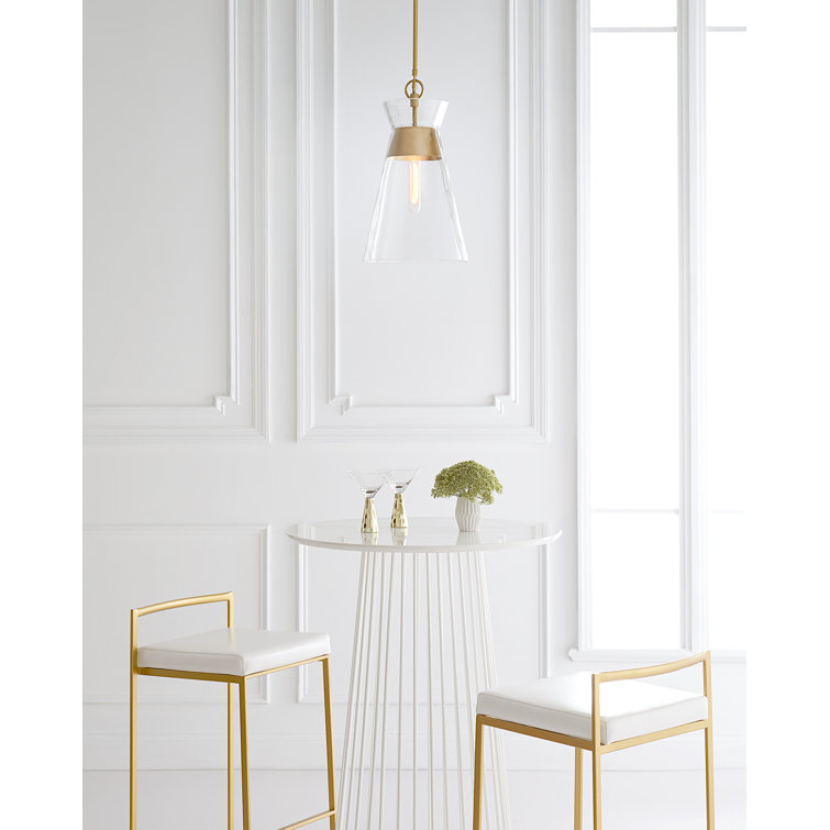 Burnished Brass and Clear Glass Modern Pendant Light