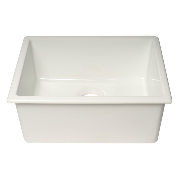 24'' White Fireclay Drop-In Single Bowl Kitchen Sink