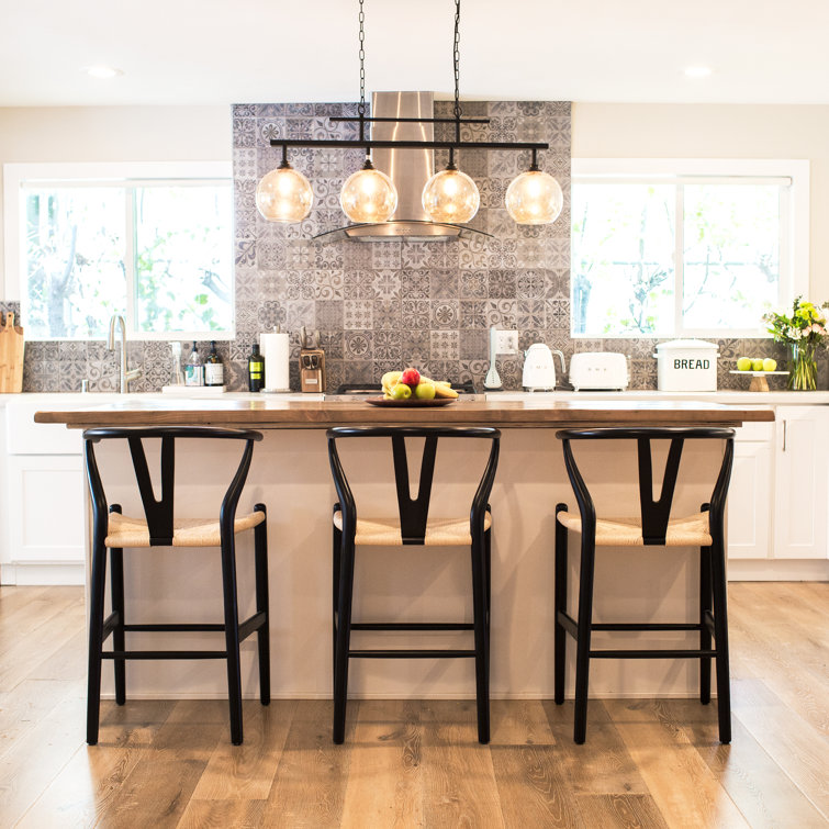 Wyn Black and Natural Woven Rope Counter Stool