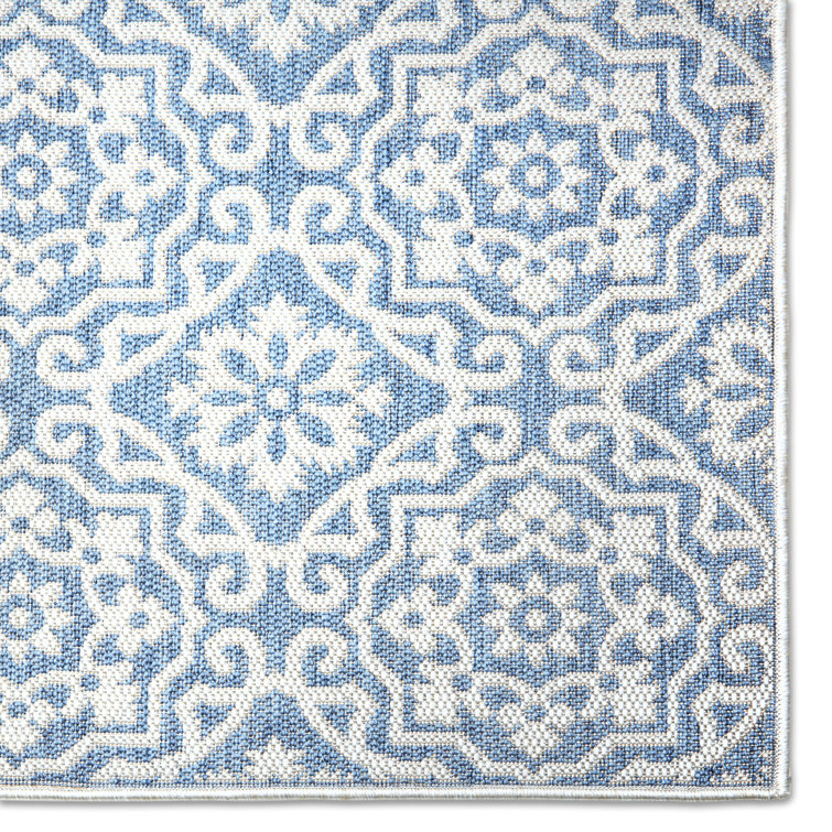 Danica Blue/Gray Geometric Medallion Indoor/Outdoor Rug