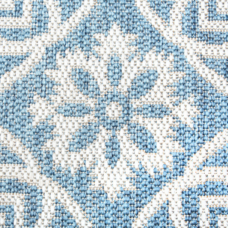 Danica Blue/Gray Geometric Medallion Indoor/Outdoor Rug