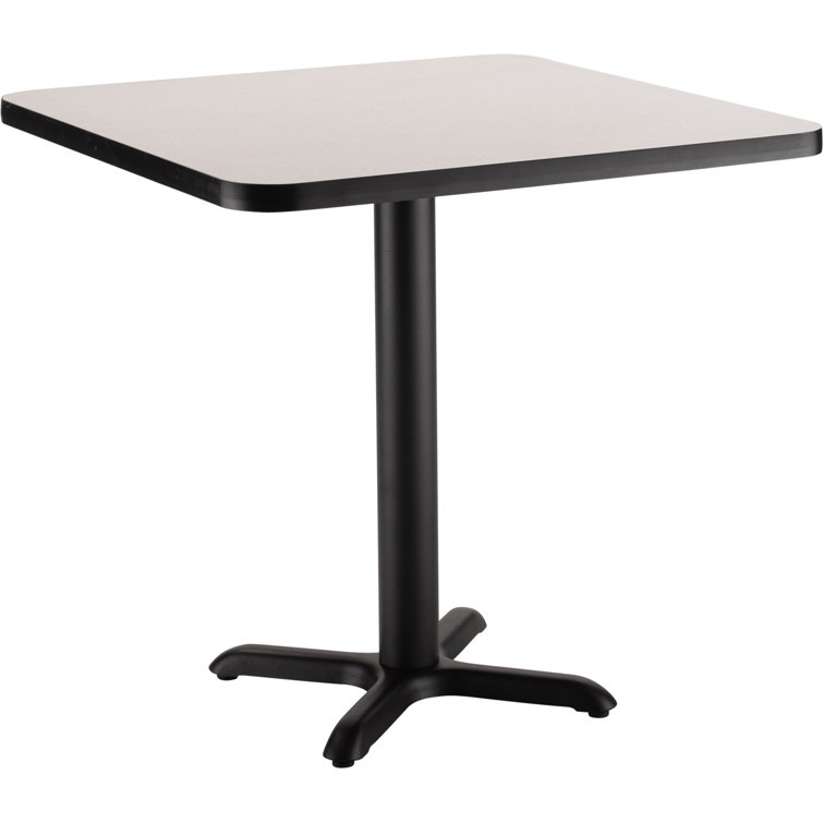 24'' Square Grey Laminate Dining Table with Black Steel X-Base