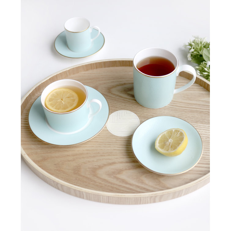Charlotte Bone China Turquoise Espresso Cup and Saucer Set