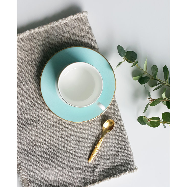 Charlotte Bone China Turquoise Espresso Cup and Saucer Set