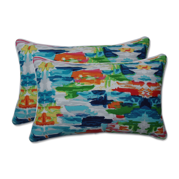 Abstract Multicolor Cotton Polyester Lumbar Pillow Set
