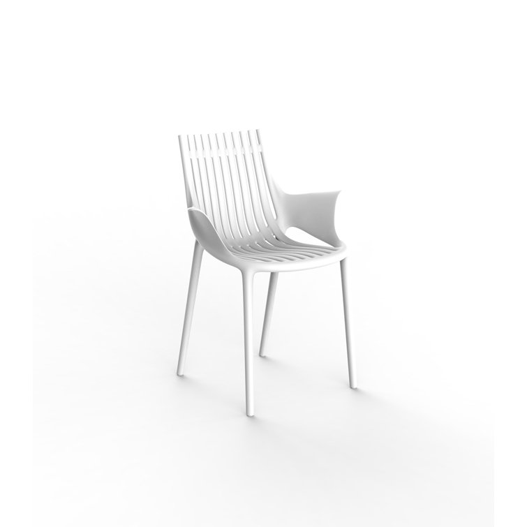 White Polypropylene Modern Dining Arm Chair