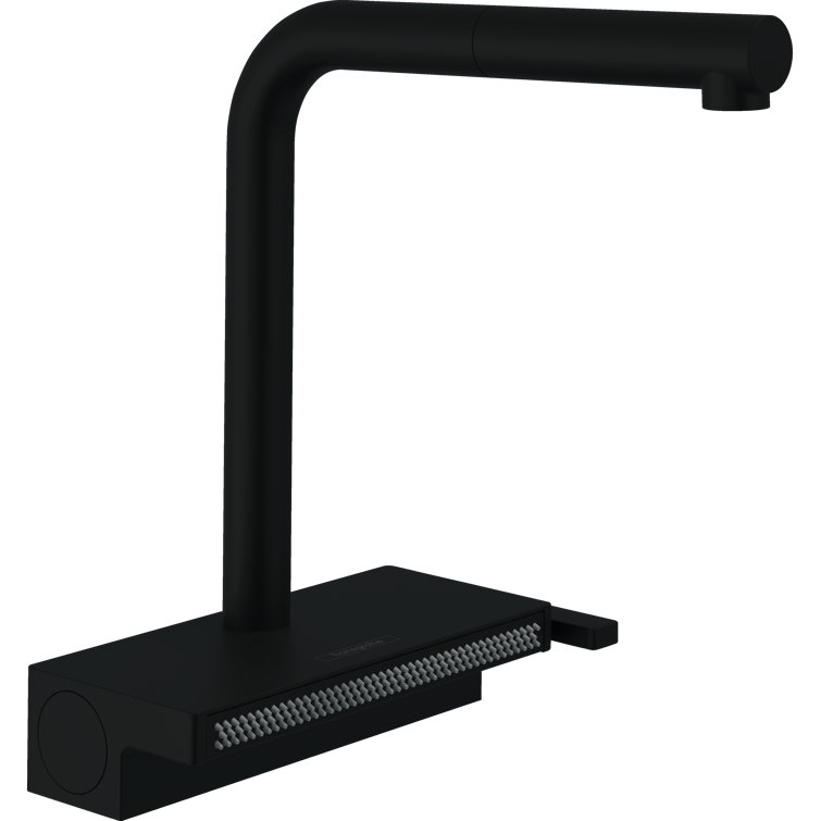 Transitional Nickel Pull-Out Kitchen Faucet with Laminar and SatinFlow Spray
