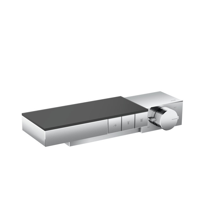 Black and Chrome Wall-Mounted Thermostatic Shower Trim