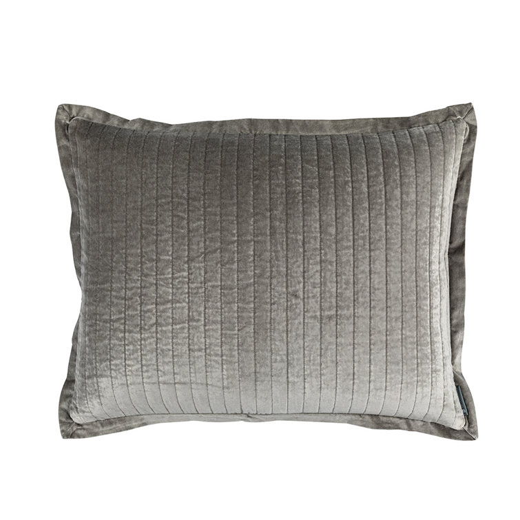 Aria Light Gray Velvet Lumbar Throw Pillow with Feather Down