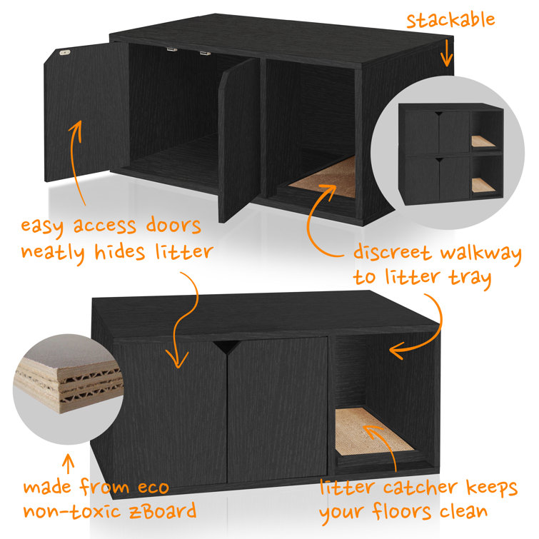 Black zBoard Paperboard Modern Cat Litter Box Enclosure
