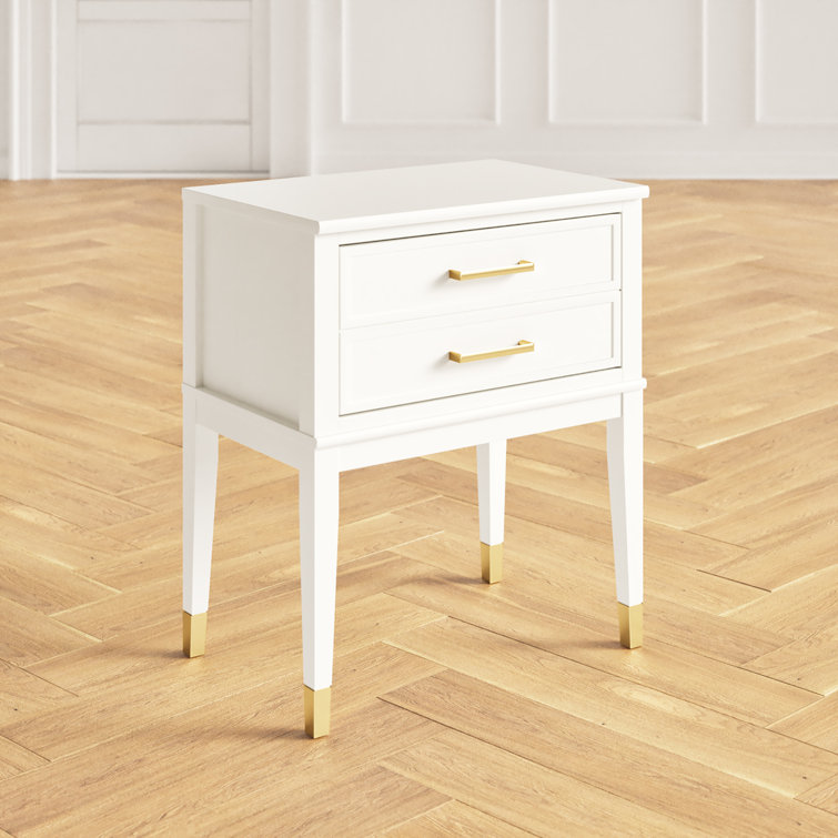 Westerleigh Sophisticated White End Table with Gold Accents