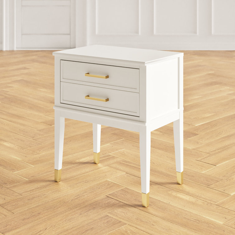 Westerleigh Sophisticated White End Table with Gold Accents