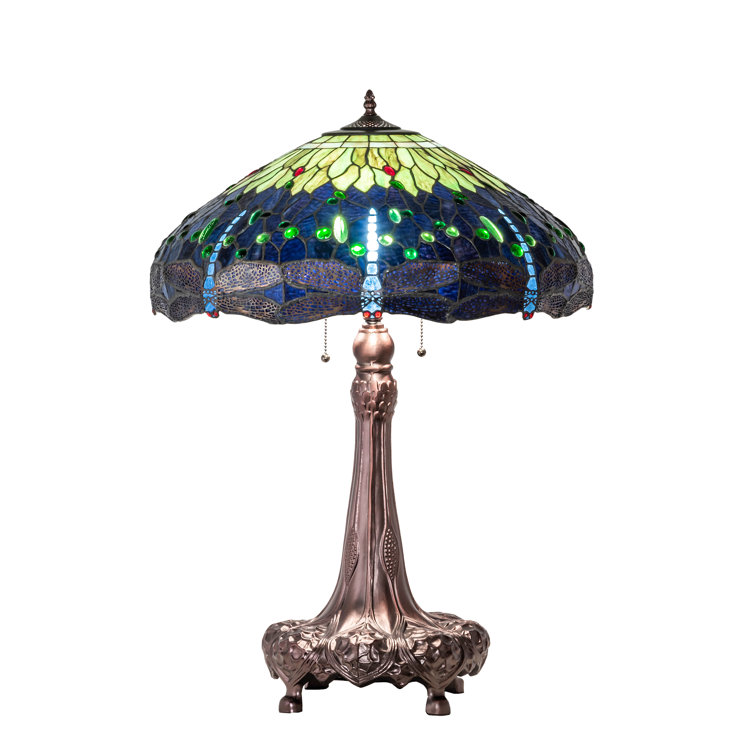 Tiffany Style Blue Stained Glass 3-Light Table Lamp