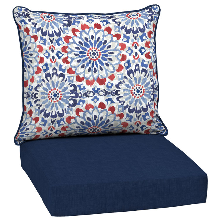 Clark Blue Outdoor Deep Seat Cushion Set with Medallion Pattern