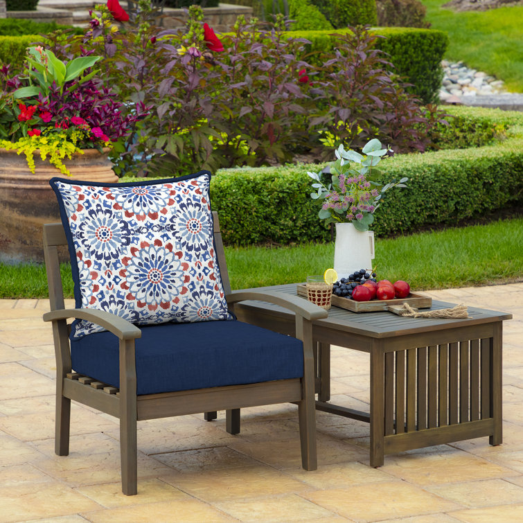 Clark Blue Outdoor Deep Seat Cushion Set with Medallion Pattern