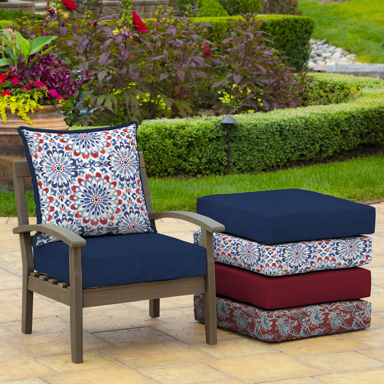 Clark Blue Outdoor Deep Seat Cushion Set with Medallion Pattern