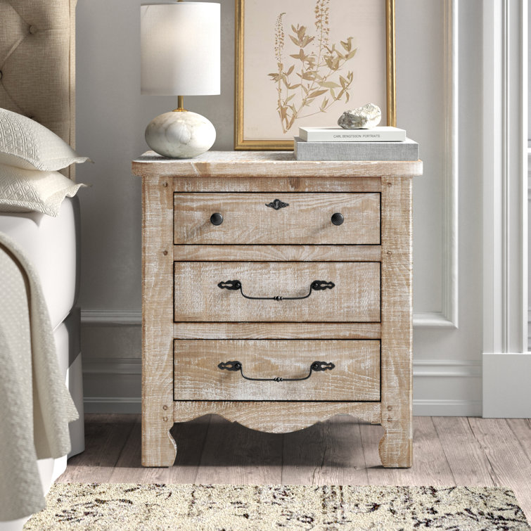 Chatsworth Traditional White 3-Drawer Nightstand with Bronze Hardware