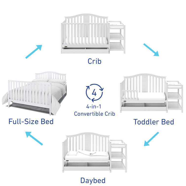 White 4-in-1 Convertible Crib with Changer and Drawer