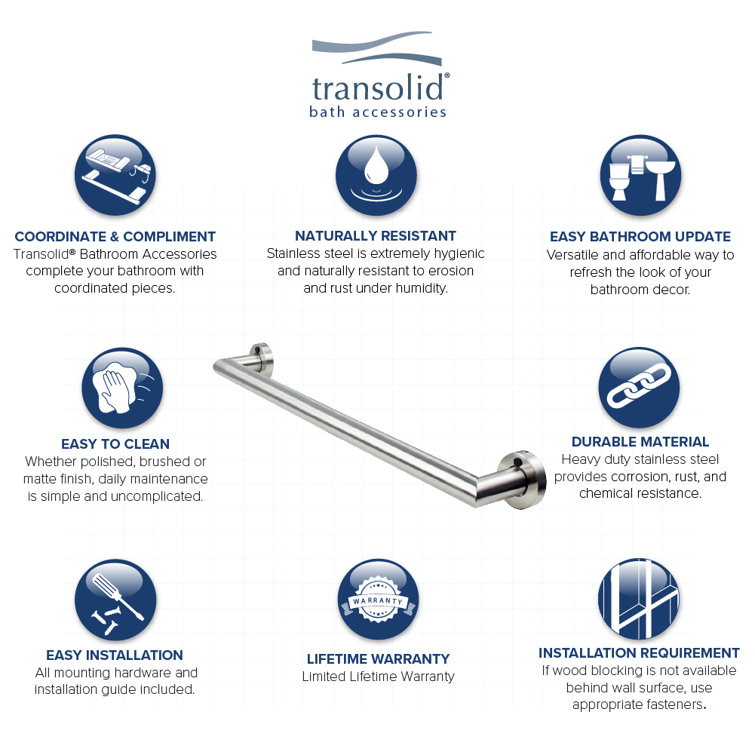 Z-Series 17.72" Brushed Stainless Steel Grab Bar