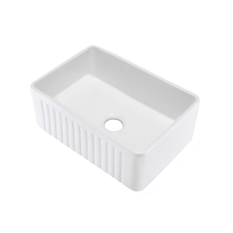Delice 24 x 18 White Ceramic Farmhouse Kitchen Sink with Apron