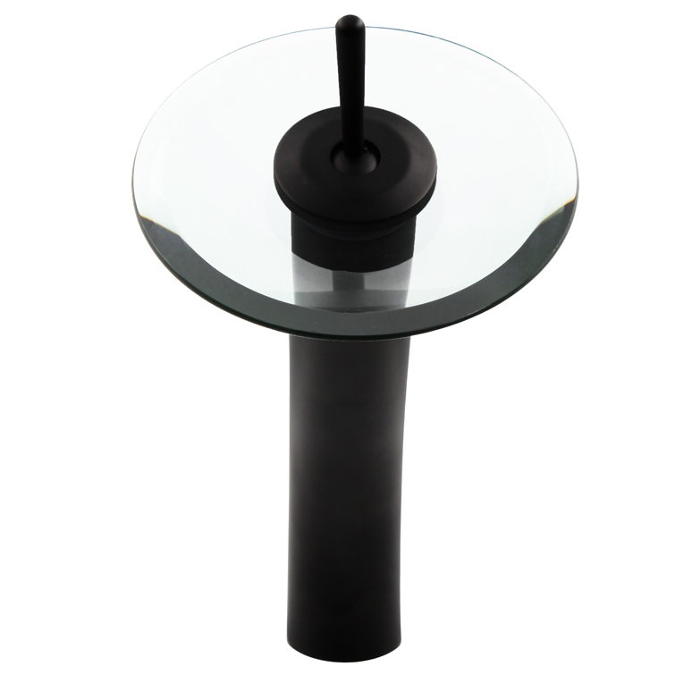 Matte Black and Clear Glass Waterfall Vessel Sink Faucet