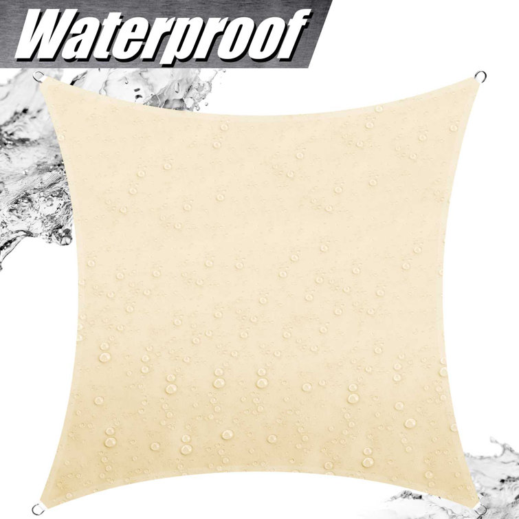 14' x 14' Beige Waterproof Polyethylene Sun Shade Sail Canopy