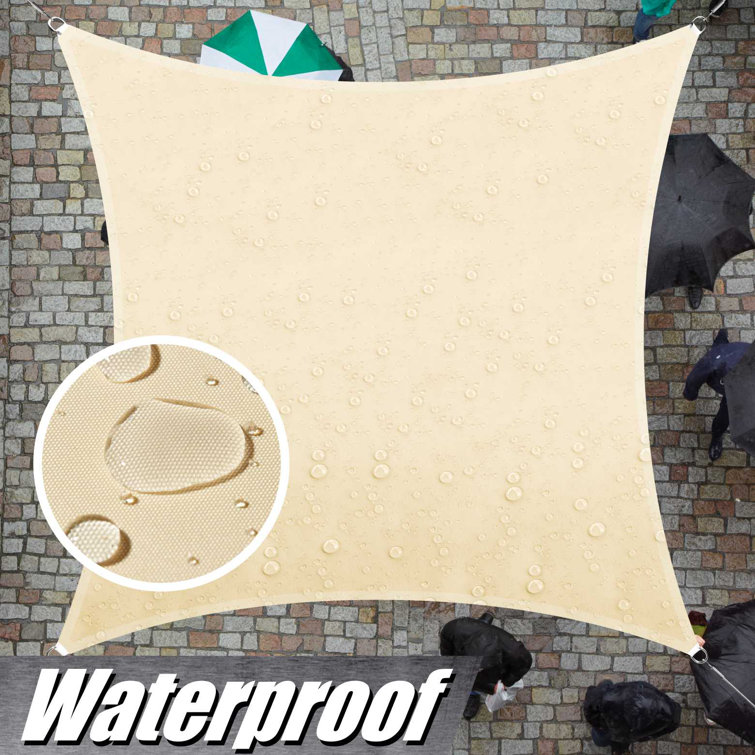 14' x 14' Beige Waterproof Polyethylene Sun Shade Sail Canopy