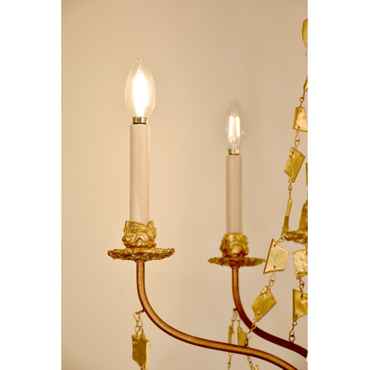 Antique Gold Mosaic 5-Light Mini Chandelier with Candelabra Bulbs