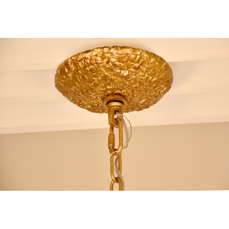 Antique Gold Mosaic 5-Light Mini Chandelier with Candelabra Bulbs