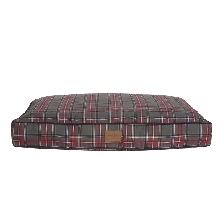 Medium Grey Tartan Polyester Elevated Pet Bed