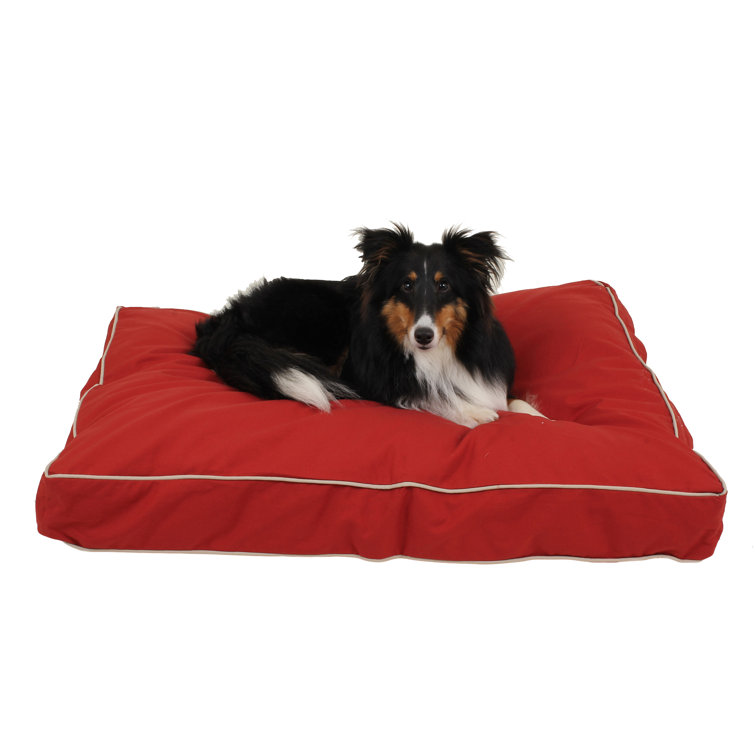 Medium Red Cotton Rectangular Outdoor Pet Bed