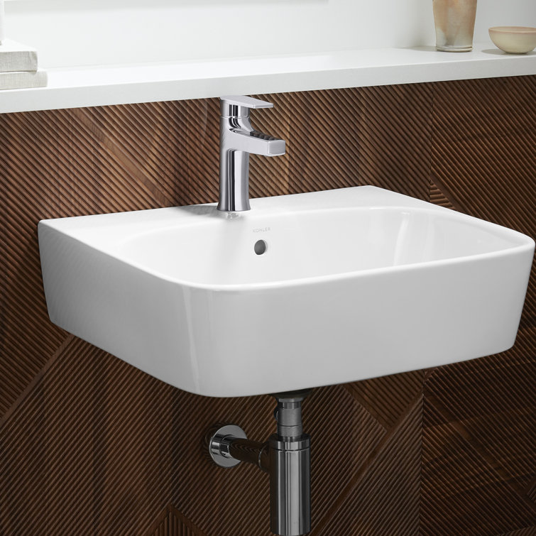 White Ceramic Modern Wall-Mount Bathroom Sink