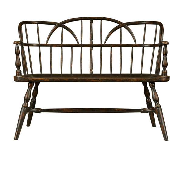 Plymouth Brown Mahogany Hoop Back Bench with Turned Legs