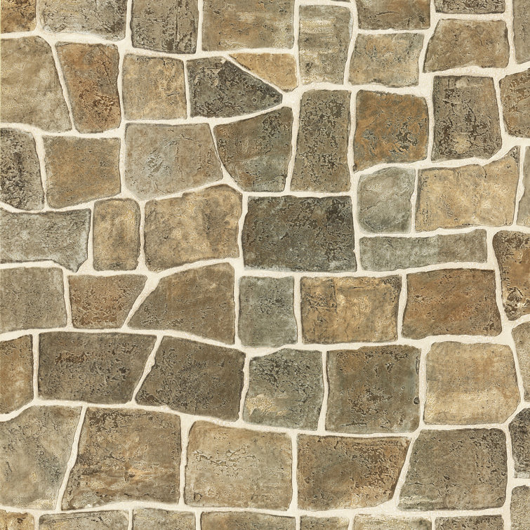 Taupe Stone Textured Vinyl Wallpaper Roll