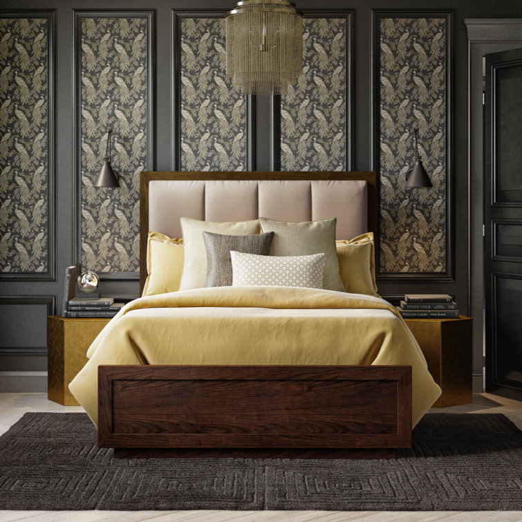 Casa Del Mar Contemporary Queen Upholstered Bed in Mocha Microfiber