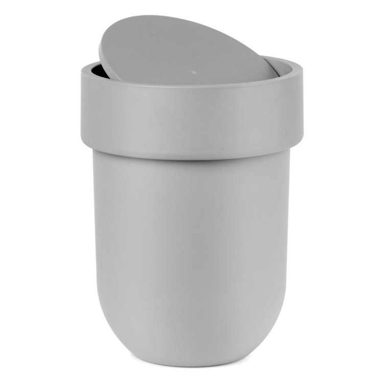 Sleek Touch 1.6 Gallon Gray Plastic Waste Bin with Swing Lid