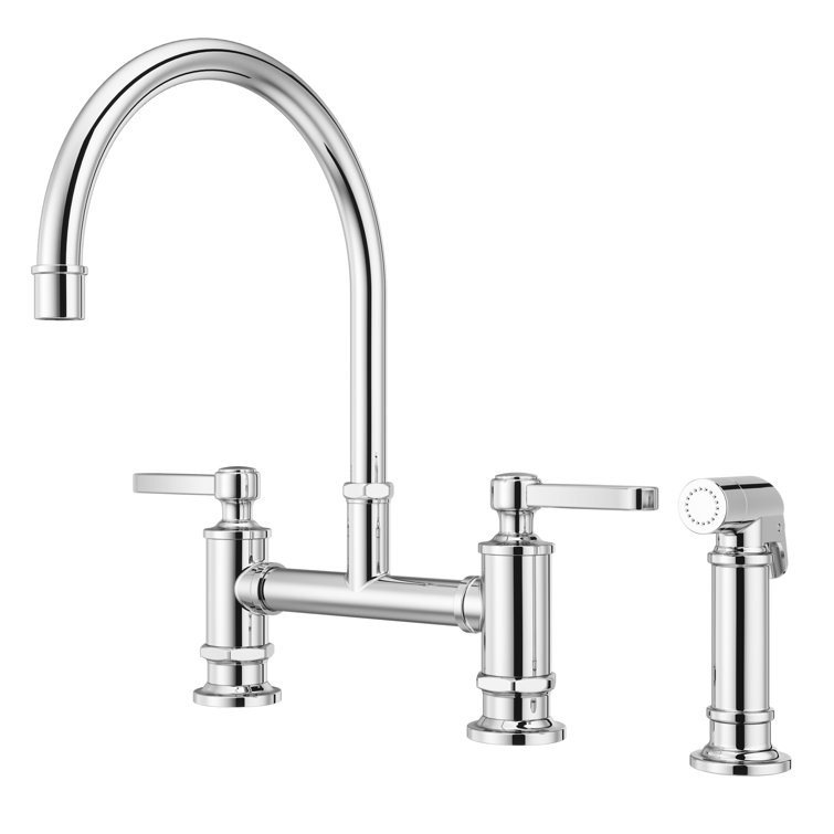 Polished Chrome Kitchen Bridge Faucet with Pull-out Spray