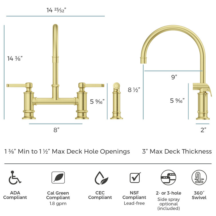 Brushed Gold Stainless Steel Kitchen Faucet with Pull-out Spray