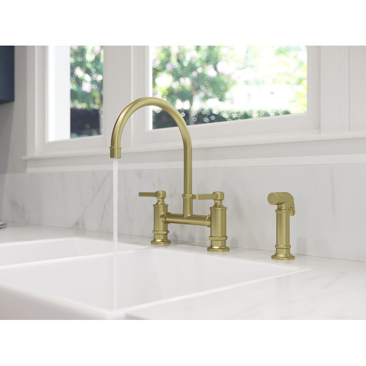 Brushed Gold Stainless Steel Kitchen Faucet with Pull-out Spray